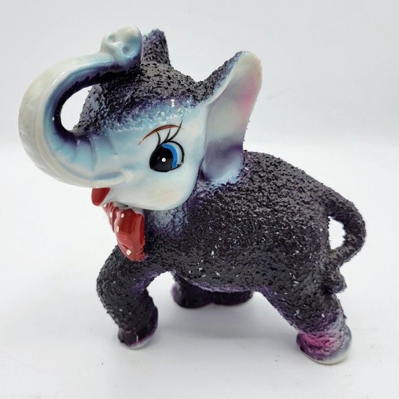 Arnart Vintage MCM Elephant With Red Bow Tie Sand Textured Figurine RARE - Picture 1 of 12